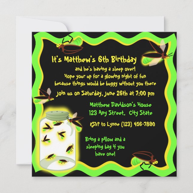 Invitation Anniversaire des lucioles (Devant)