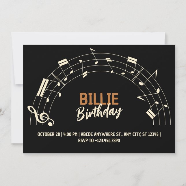 Invitation Anniversaire des notes musicales (Devant)