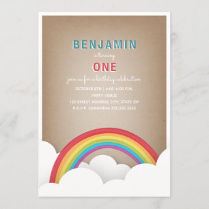 Invitation Anniversaire des nuages arc-en-ciel inspirés par C