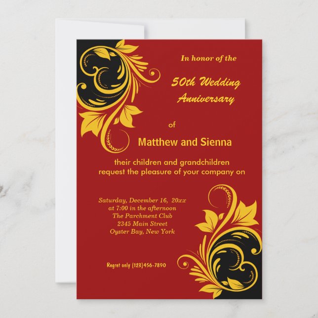 Invitation Anniversaire des perles d'or (Devant)
