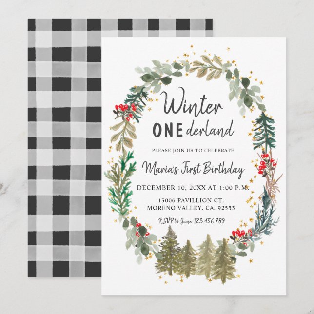 Invitation Anniversaire des pins d'hiver (Devant / Derrière)