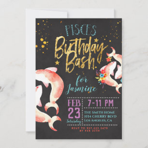 Invitation Anniversaire des Poissons Zodiac
