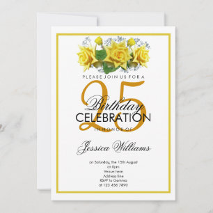 Invitation Anniversaire des roses jaunes romantiques
