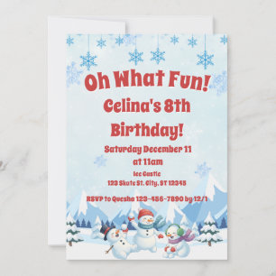 Invitation Anniversaire des Snowmen d'hiver "Oh What Fun"