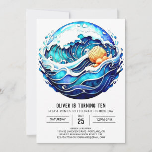 Invitation Anniversaire des vagues marines
