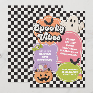 Invitation Anniversaire des Vibes Éffrayantes d'Halloween