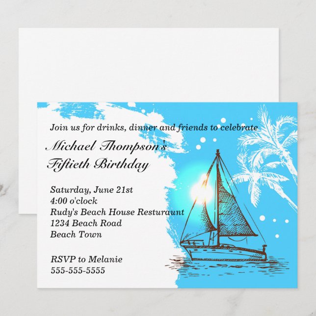 Invitation Anniversaire des voiliers nautiques (Devant / Derrière)