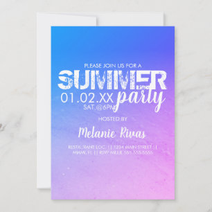 Invitation Anniversaire d'été coloré Beach Party Blue Rose