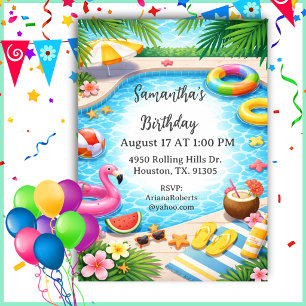 Invitation Anniversaire d'été ensoleillé Fête d'anniversaire 