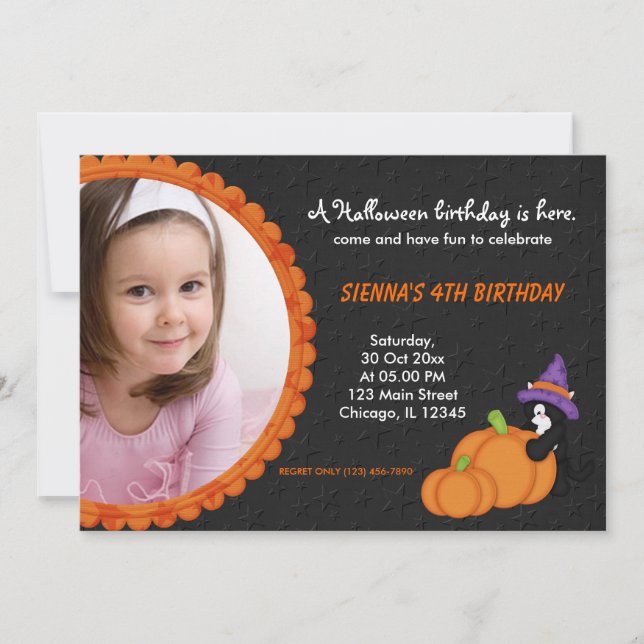 Invitation Anniversaire d'Halloween citrouille (Devant)