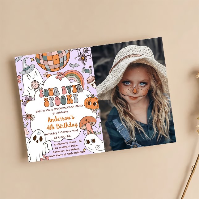 Invitation Anniversaire d'Halloween Cute Ghouls 4ème annivers (Créateur téléchargé)