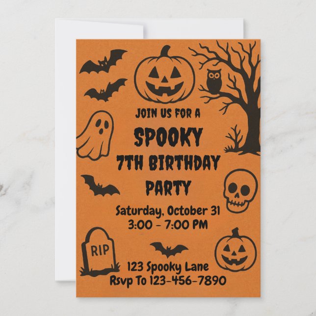 Invitation Anniversaire d'Halloween effrayant (Devant)