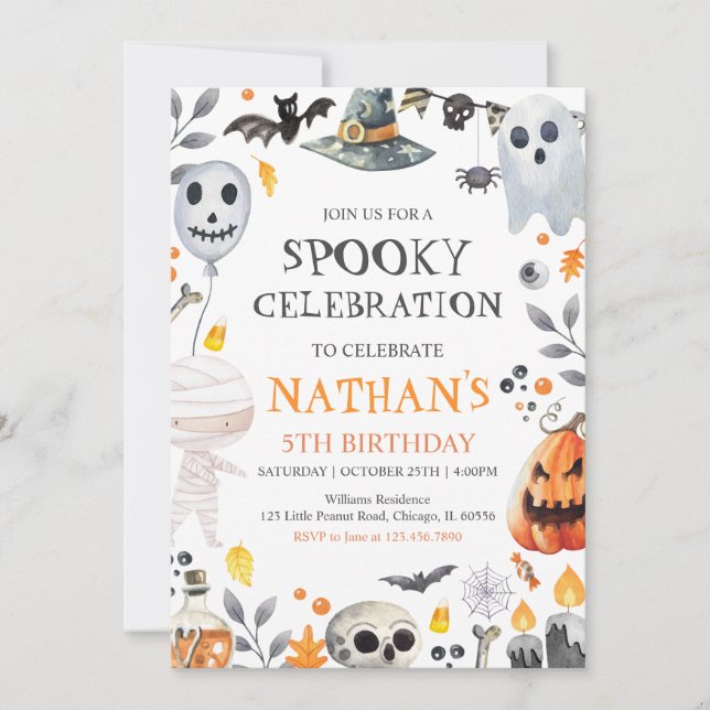 Invitation Anniversaire d'Halloween éffrayant (Devant)