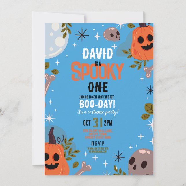 Invitation Anniversaire d'Halloween ONE Boys Blue Party Citro (Devant)