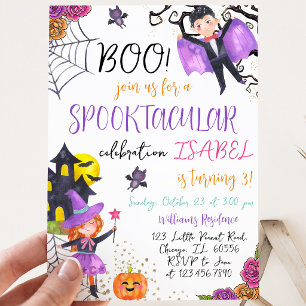 Invitation Anniversaire d'Halloween Rose Violet Spécial