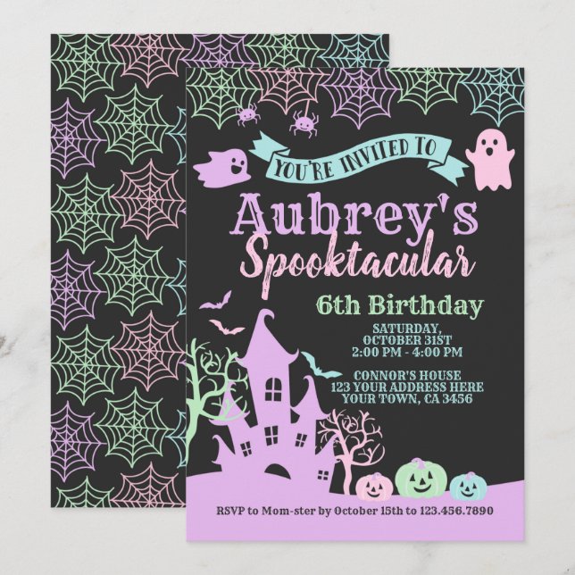 Invitation Anniversaire d'Halloween Spooktacular (Devant / Derrière)