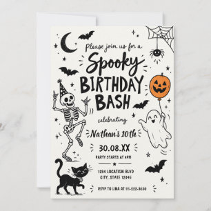 Invitation Anniversaire d'Halloween squelette effrayant dessi