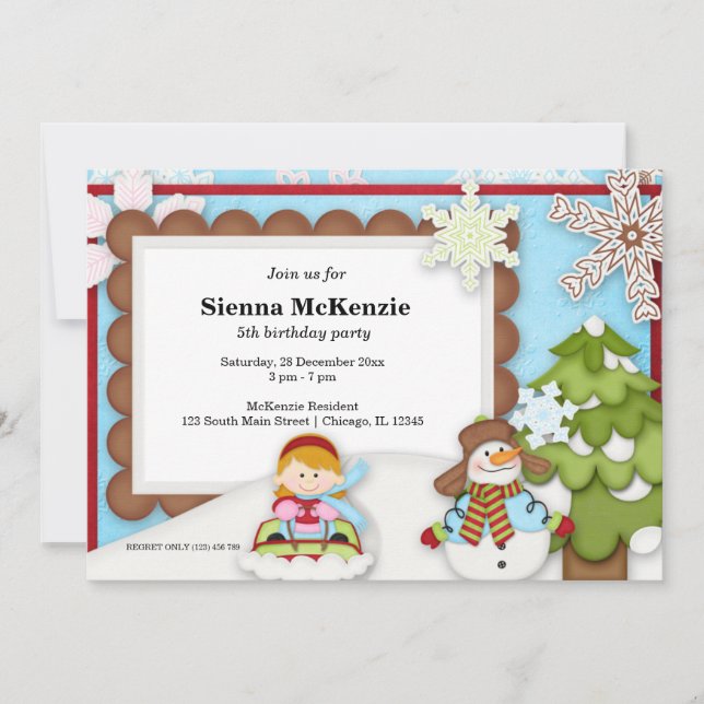 Invitation Anniversaire d'hiver (Devant)
