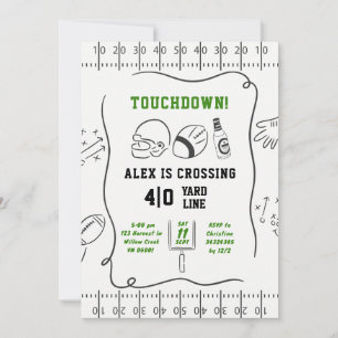 Invitation Anniversaire d'homme adulte Touchdown dessiné à la