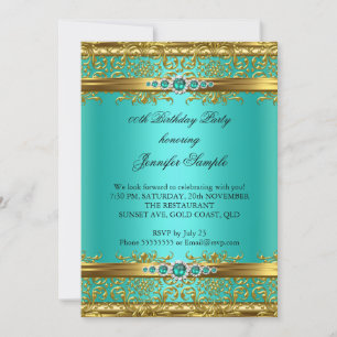 Invitation Anniversaire Diamant Damassé Or Vert Jade Élégant