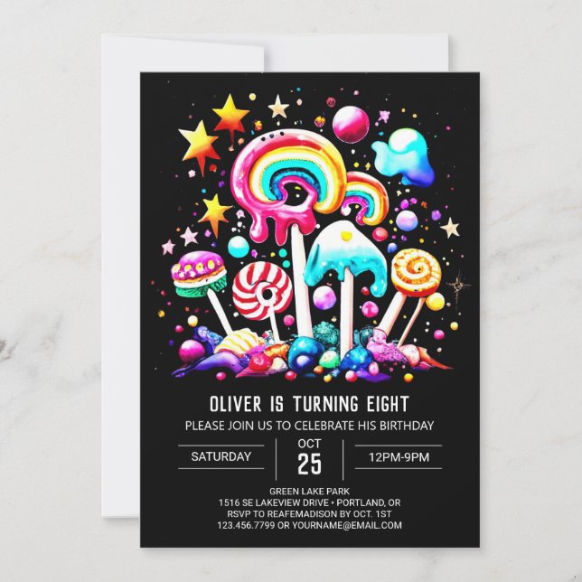 Invitation Anniversaire Digital Candyland Dreamland (Devant)