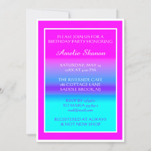Invitation Anniversaire Diplômé rose Bleu Cadre photo personn