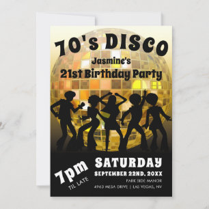 Invitation Anniversaire Disco des Années 70 Balle Pailletée