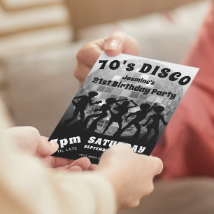 Invitation Anniversaire Disco des Années 70 Balle Pailletée