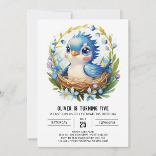Invitation Anniversaire d'Oiseau Moderne Enchantée Bohème