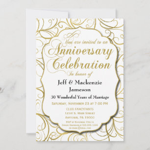 Invitation Anniversaire d'or blanc Élégant
