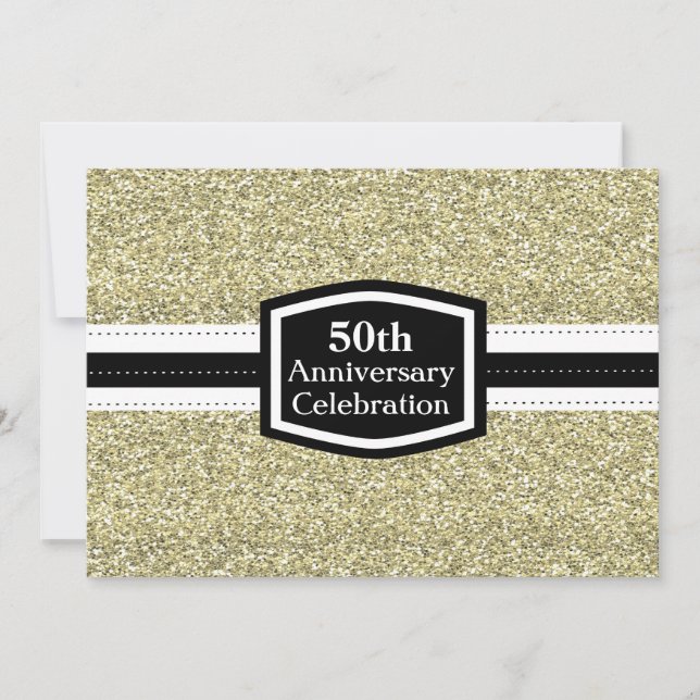 Invitation Anniversaire d'or de parties scintillantes (Devant)