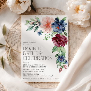 Invitation Anniversaire Double Fleur Aquarelle Élé