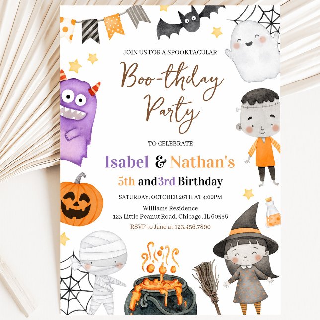Invitation Anniversaire double Halloween Monstres (Créateur téléchargé)