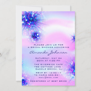 Invitation Anniversaire Doux 16e Holographique bleu rose