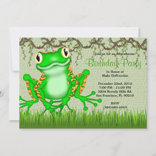 Invitation Anniversaire doux MIGNON de jungle de vignes de (Devant)