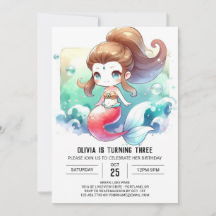 Invitation Anniversaire Dreamant Elegant Mermaid