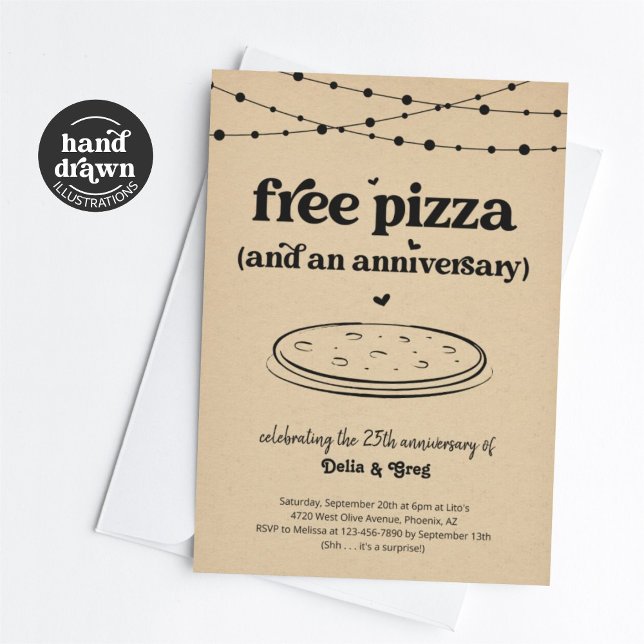 Invitation anniversaire drôle avec pizza gratuite (Créateur téléchargé)