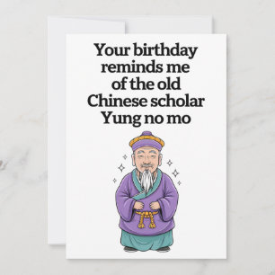 Invitation Anniversaire drôle de vieux savant chinois Yung No
