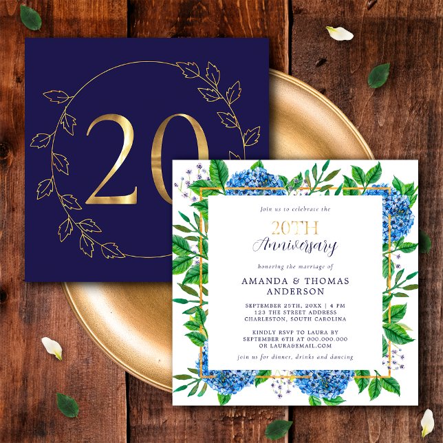 Invitation Anniversaire du 20e Mariage de Gold et Blue Hydran (Front / Back)