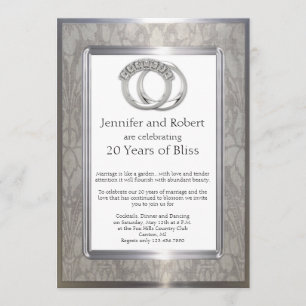 Invitation Anniversaire du 20e Mariage des anneaux de platine