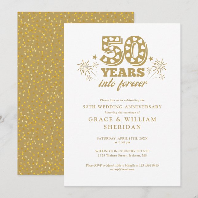 Invitation Anniversaire du 50e anniversaire de Mariage pour t (Devant / Derrière)