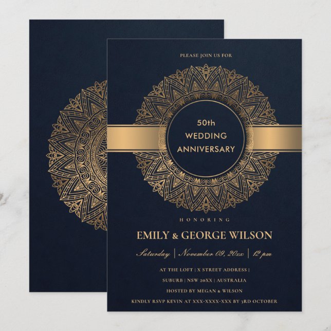 INVITATION ANNIVERSAIRE DU 50E ANNIVERSAIRE DE MARINE FAUX GO (Devant / Derrière)
