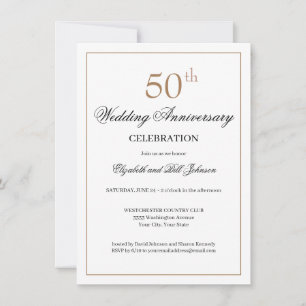 Invitation Anniversaire du 50e Mariage Chic Gold Black