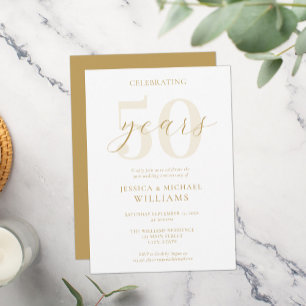 Invitation Anniversaire du 50e Mariage d'or Elégant