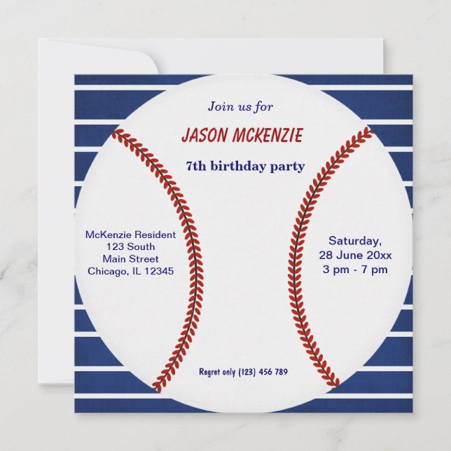 Invitation Anniversaire du baseball (Devant)
