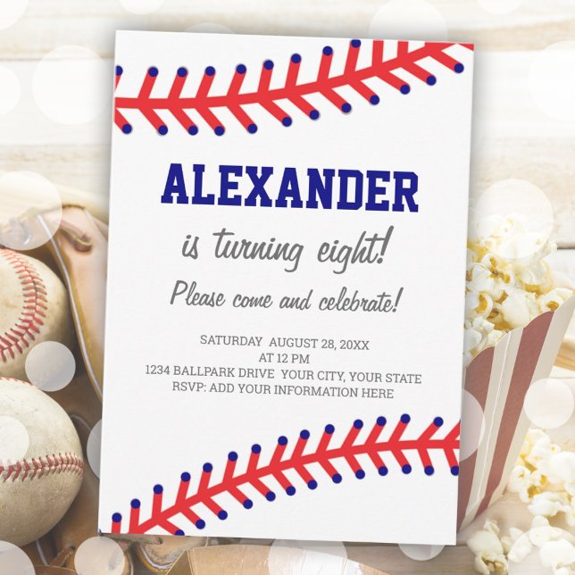Invitation Anniversaire du baseball sportif simple (Simple Sports Baseball Birthday Invitation)