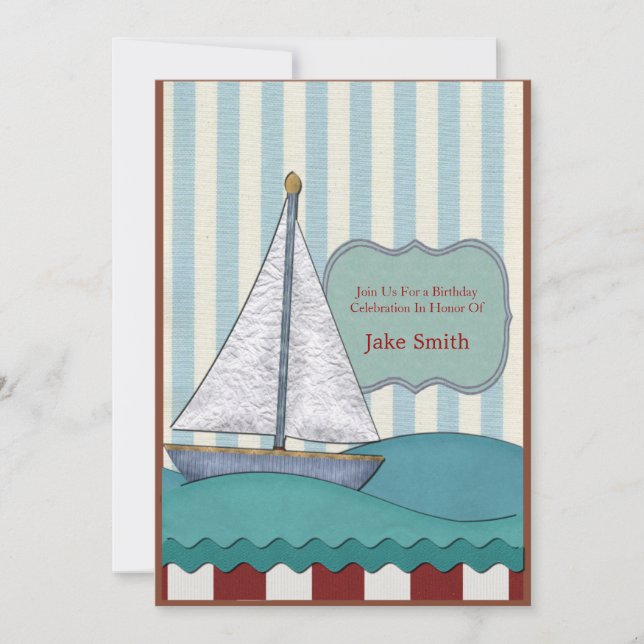 Invitation Anniversaire du bateau à voile (Devant)
