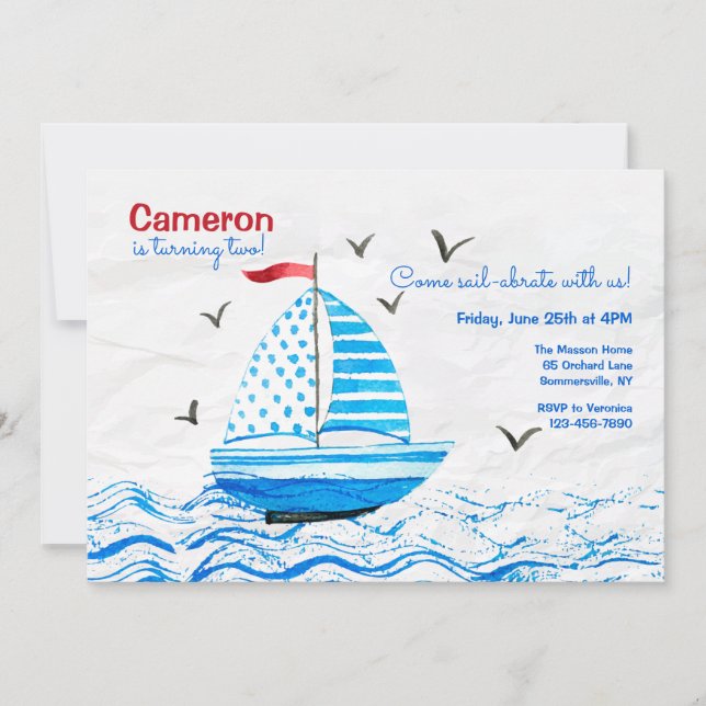 Invitation Anniversaire du bateau à voile Little Blue (Devant)