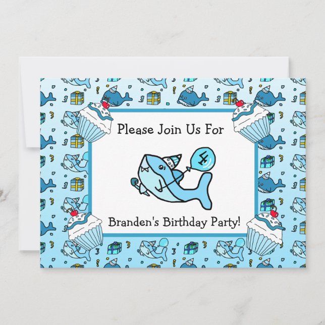 Invitation Anniversaire du bébé requin (Devant)