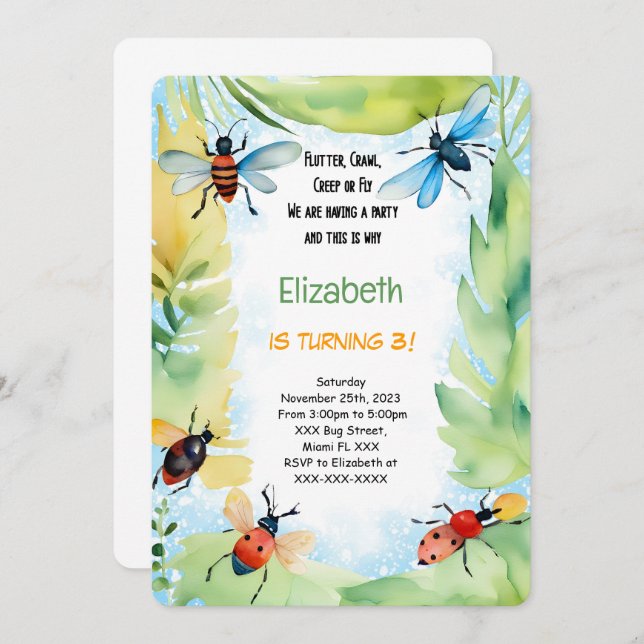 Invitation Anniversaire du bogue (Devant / Derrière)